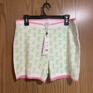 NWT Juicy Couture Women’s Large Knit Shorts Green White